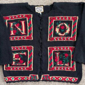 Vintage Womens Medium Heirloom Collectibles Noel Cardigan Christmas Sweater
